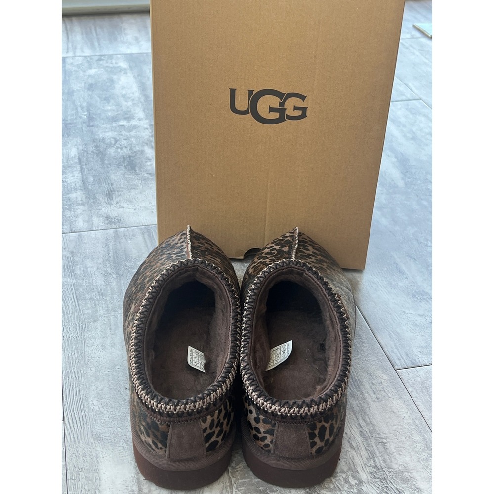 UGG Tasman Caspian Leopard Print Calf Hair Slippers Brown 1158350 Womens 11 - Picture 4 of 8
